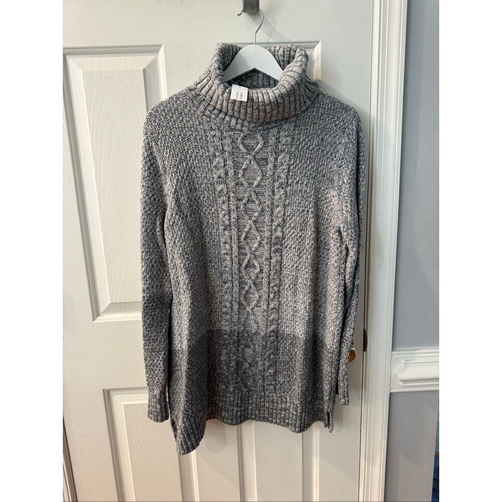 Banana Republic Mixed Gray Cable Knit Cowl Neck Sweater sz L NWOT